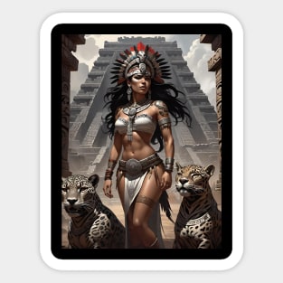 Teotihuacan Jaguar Queen - Aztec Pride Sticker